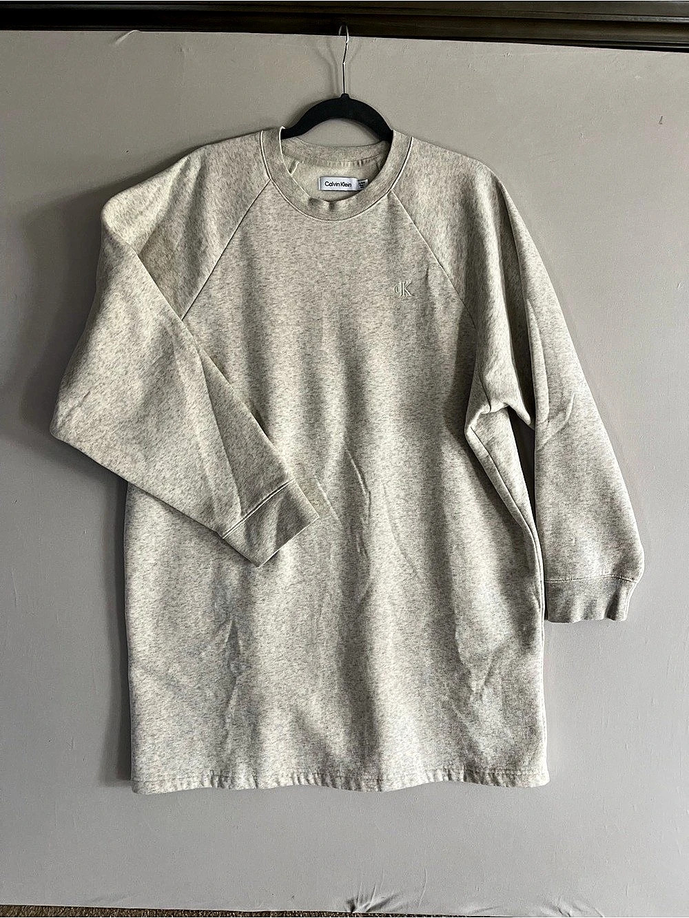Calvin Klein Monogram Logo Relaxed Crewneck Sweatshirt Dress Gray